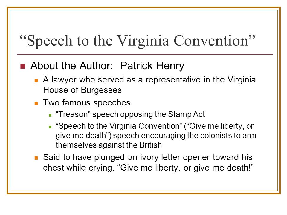 Patrick Henry Speech To Virginia Convention Essay Sample
